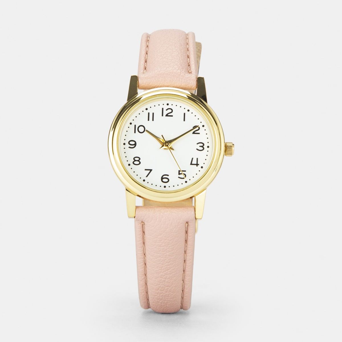 Womens Analogue Watch with Gold Case & Peach Strap