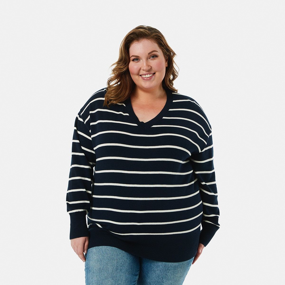 Curve Long Sleeve V-Neck Relaxed Jumper