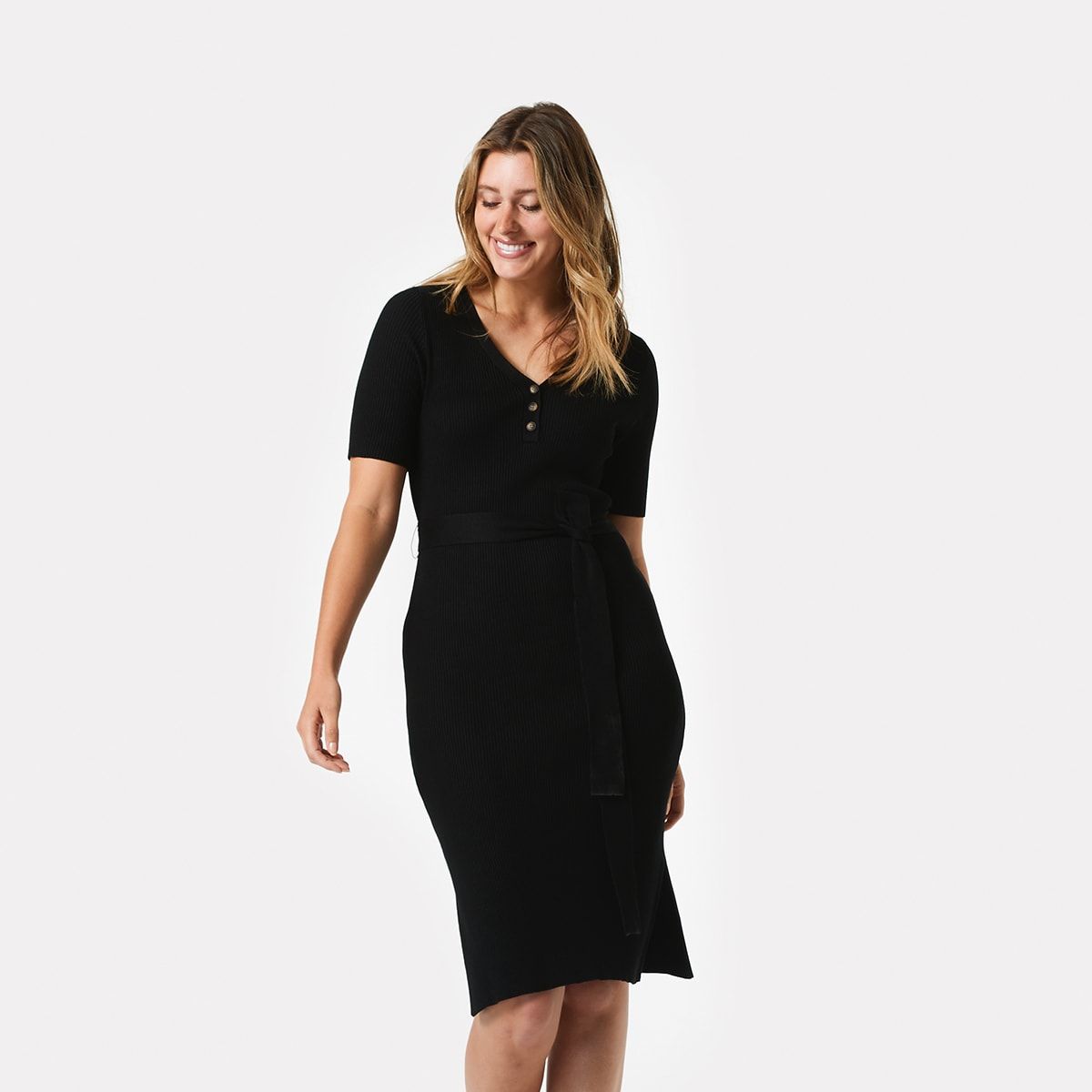 Maternity Belted Knit Dress