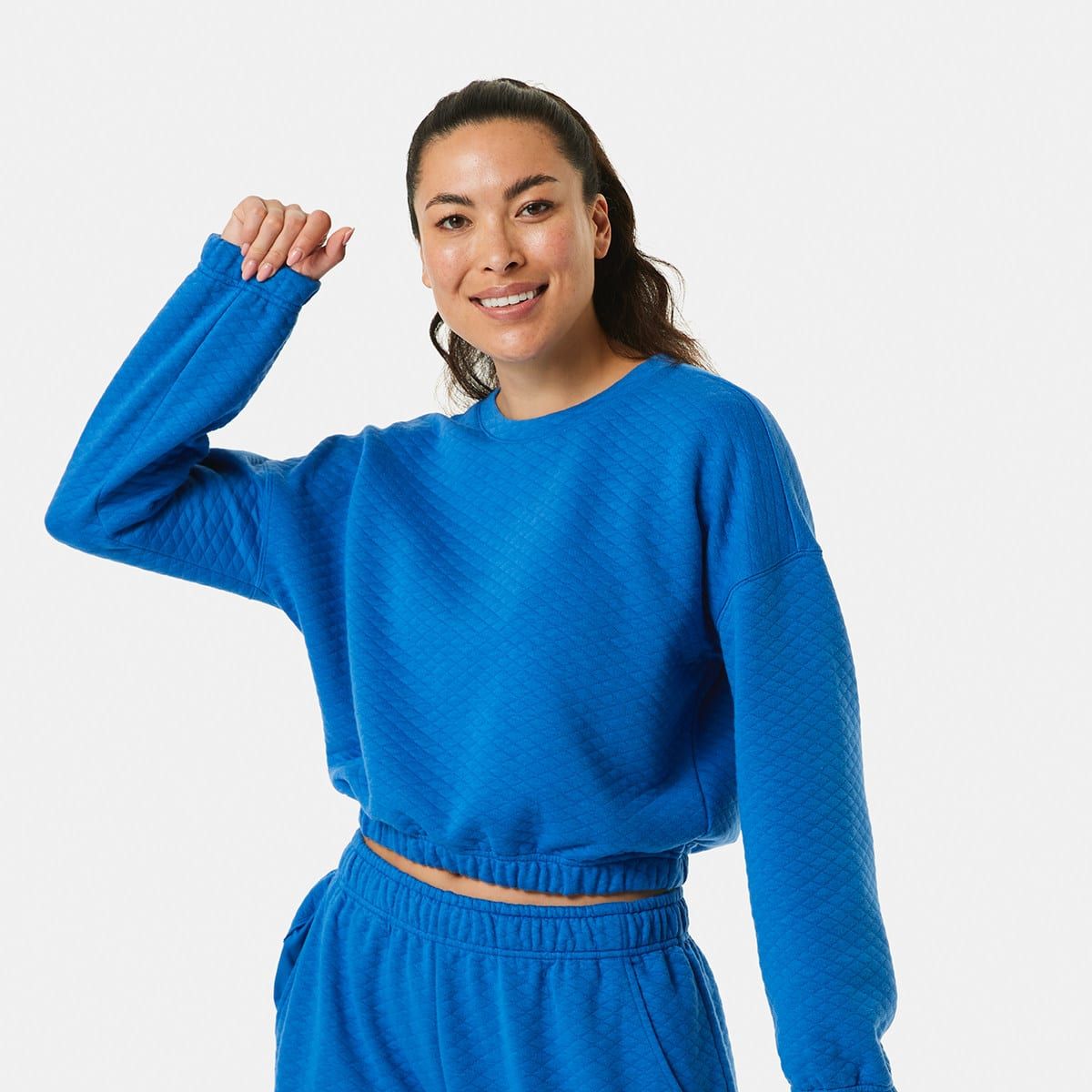 Active Womens Quilted Crew Neck Sweatshirt