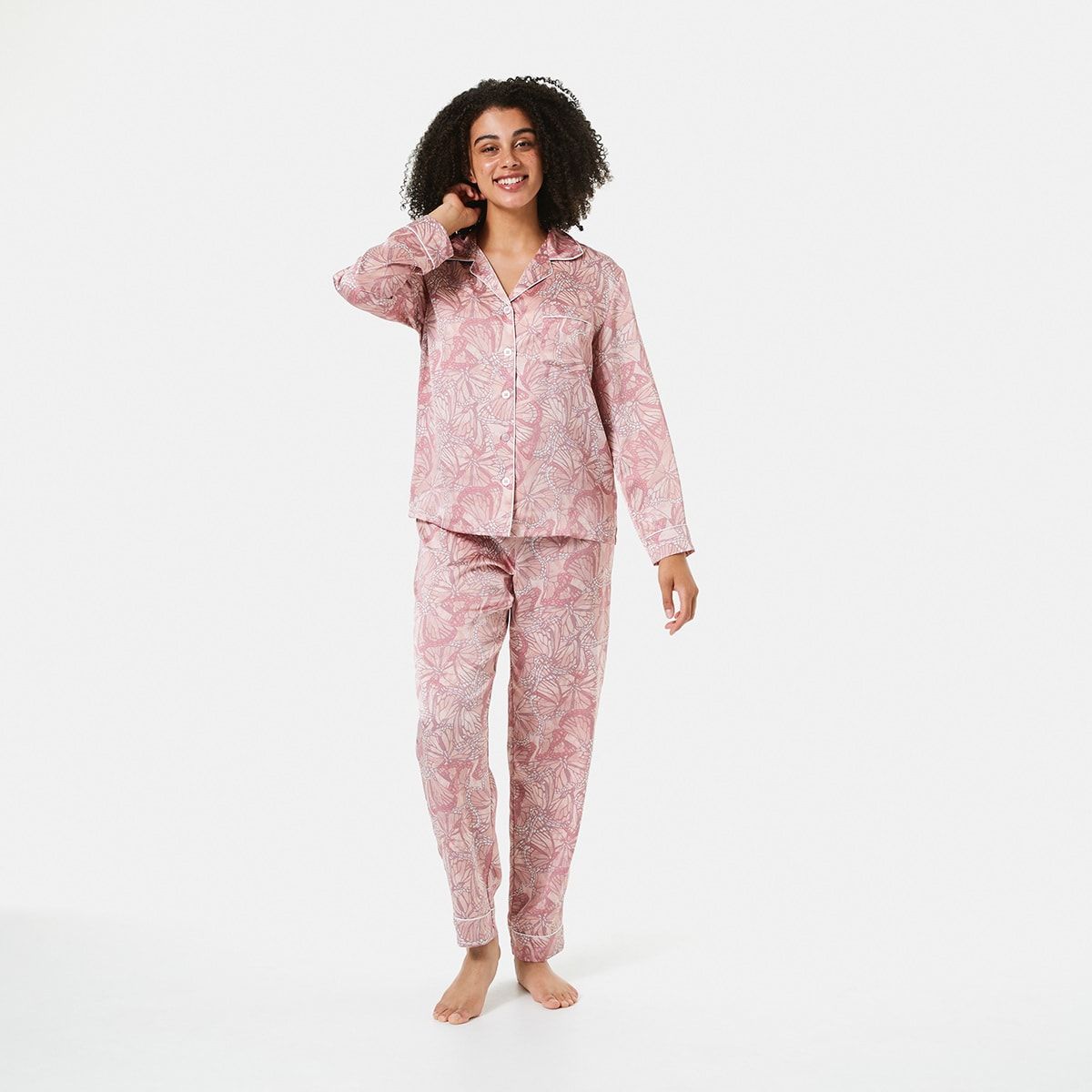Long Sleeve Top and Pants Satin Pyjama Set