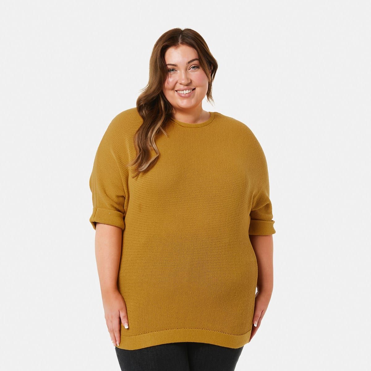 Curve Long Sleeve Dolman Knit Jumper