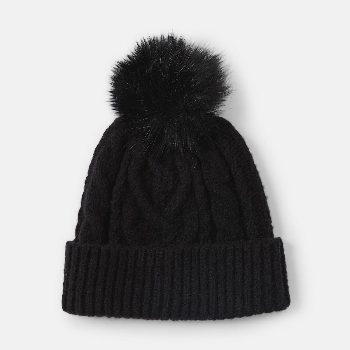 Cable Pom Pom Beanie