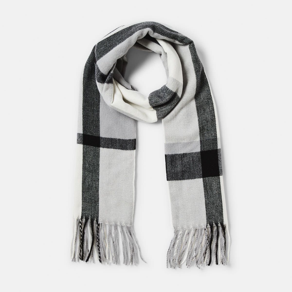 Check Tassel Scarf