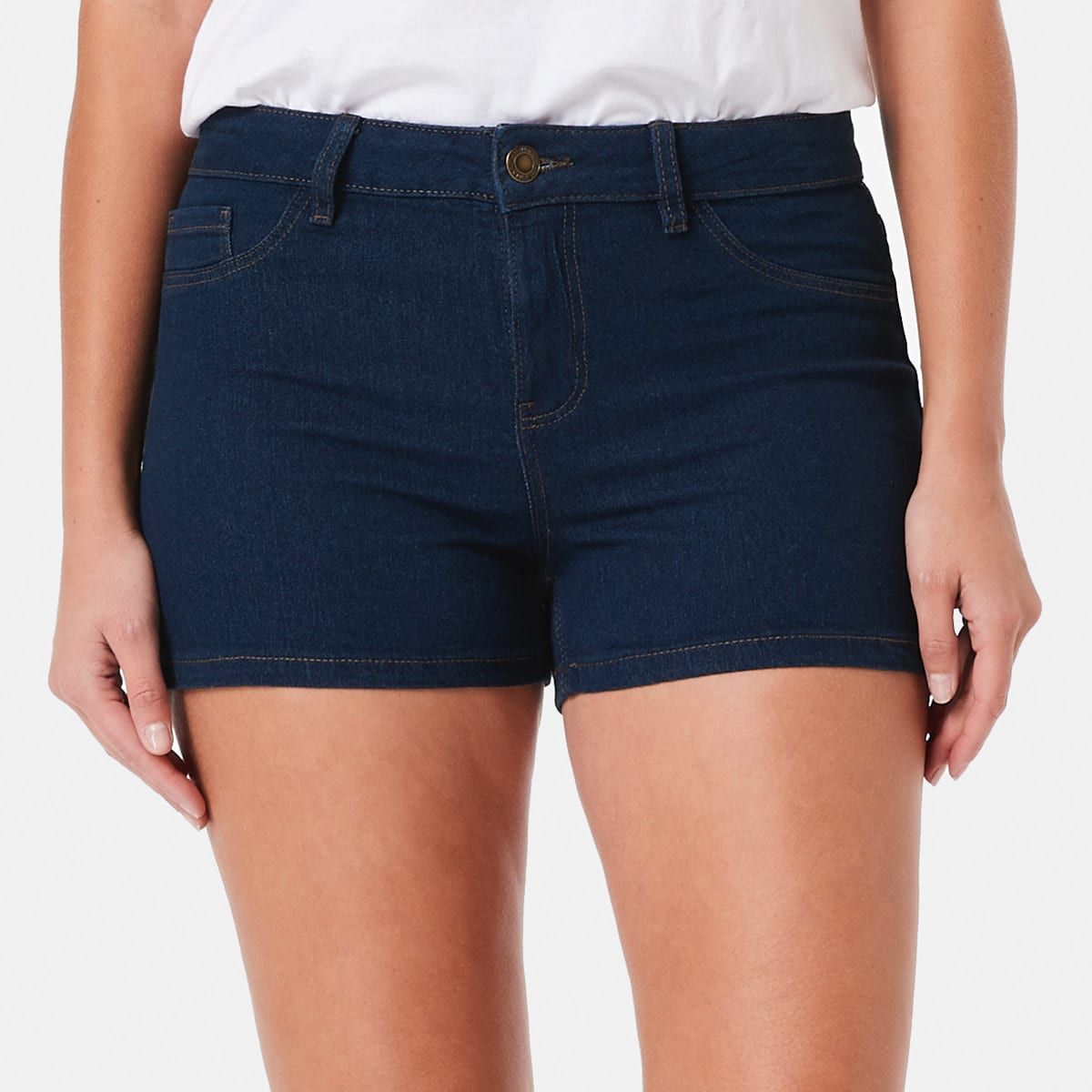 Mid Rise Denim Shorts