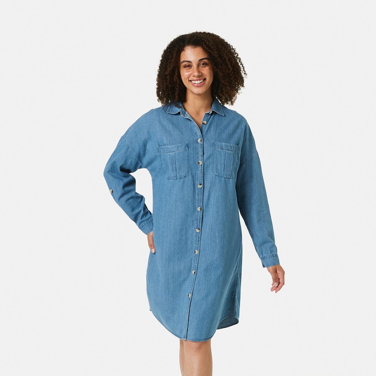 Long Sleeve Shift Shirt Dress