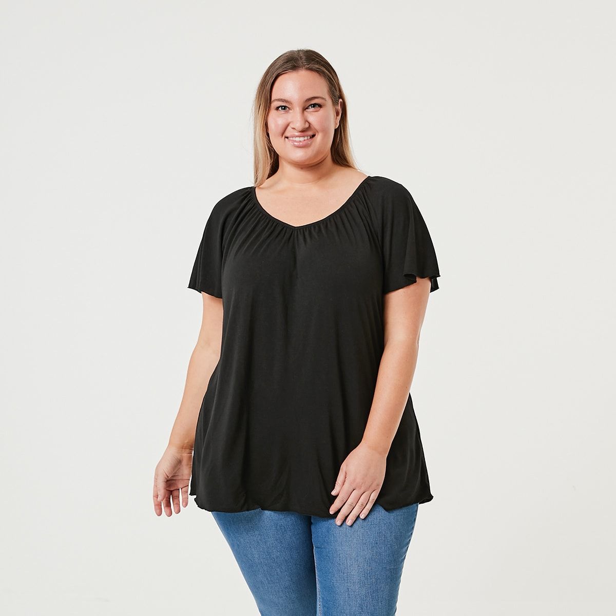 Curve Short Flutter Sleeve T-shirt