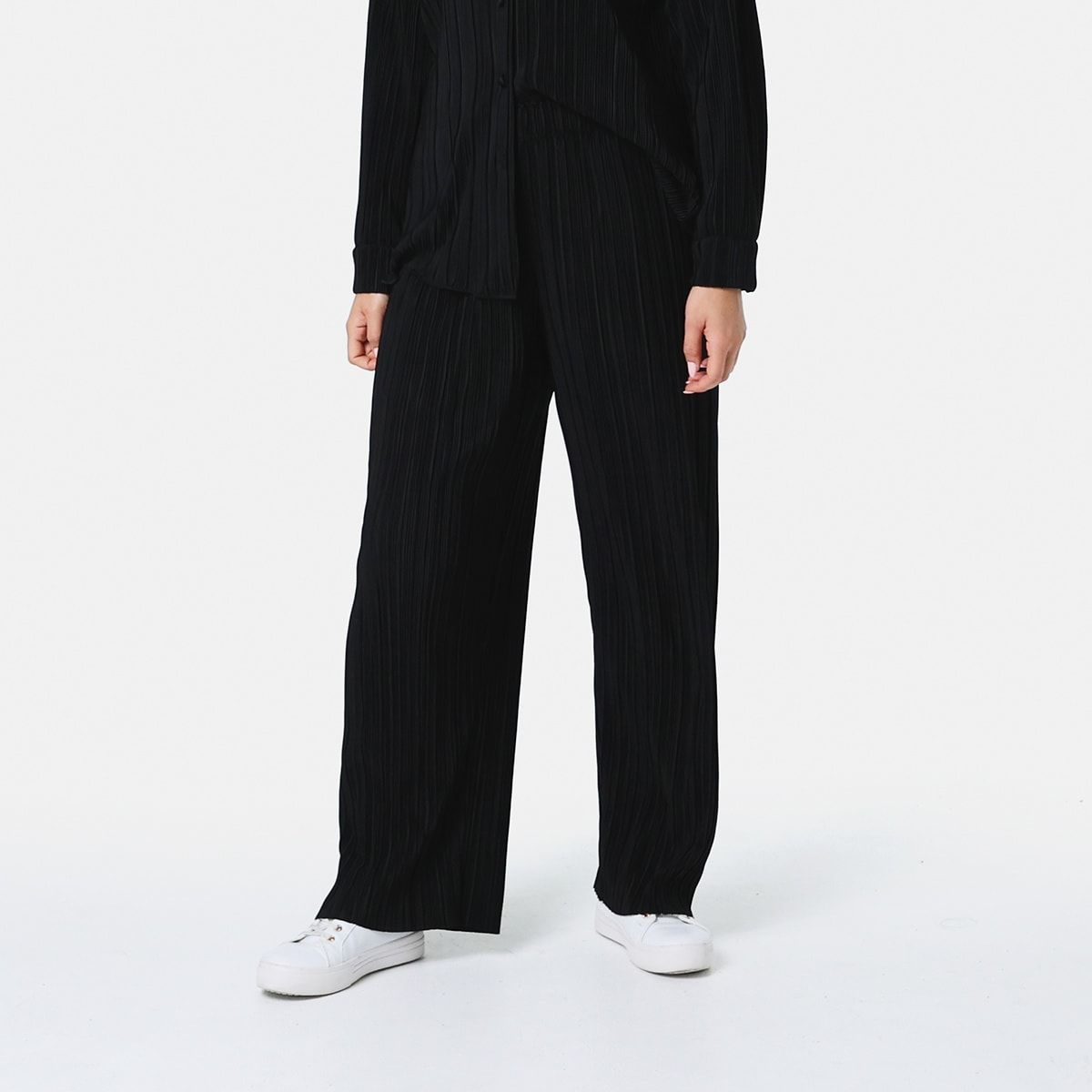 Plisse Full Length Pants