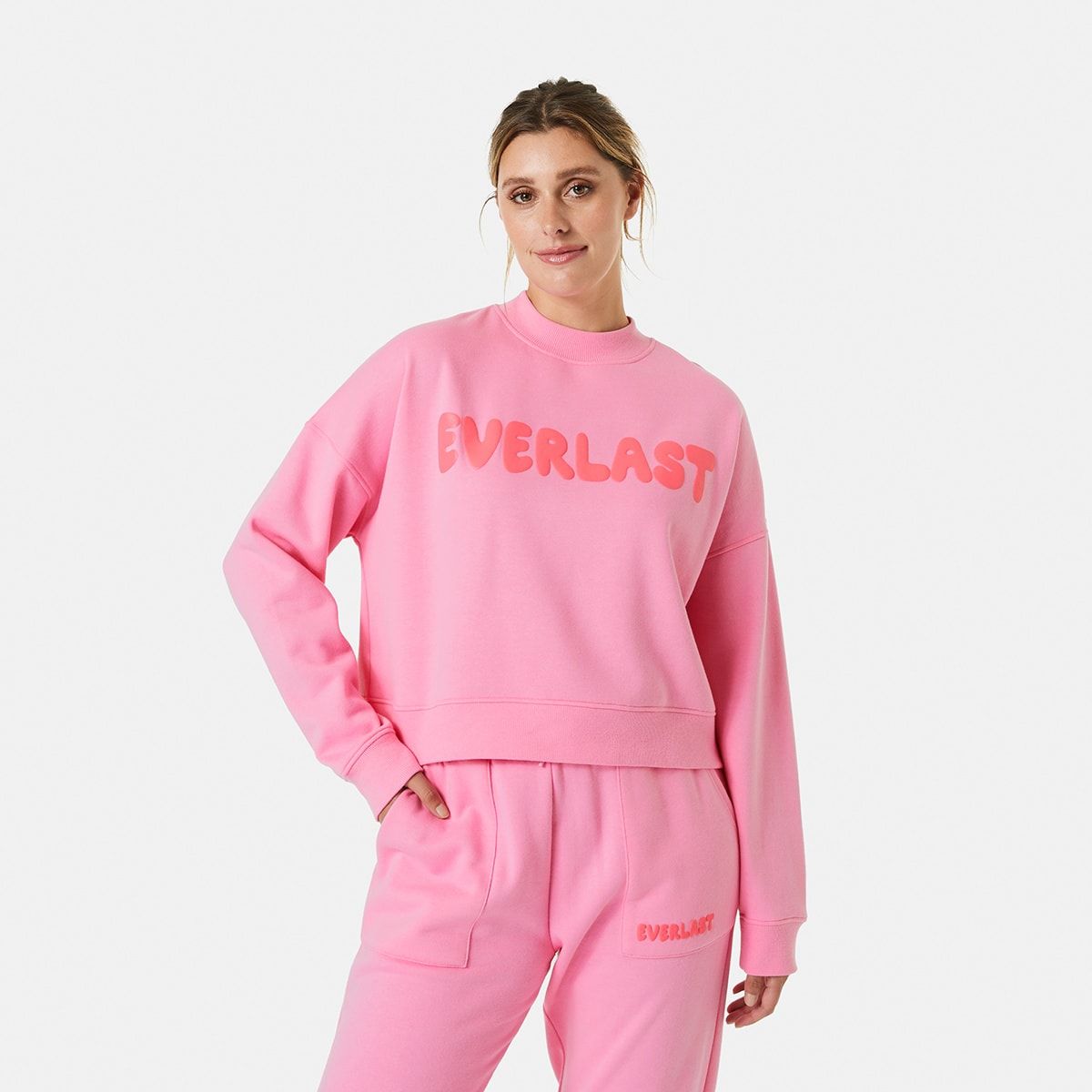 Active Everlast Womens Street Crop Cinched Crew Neck Sweatshirt