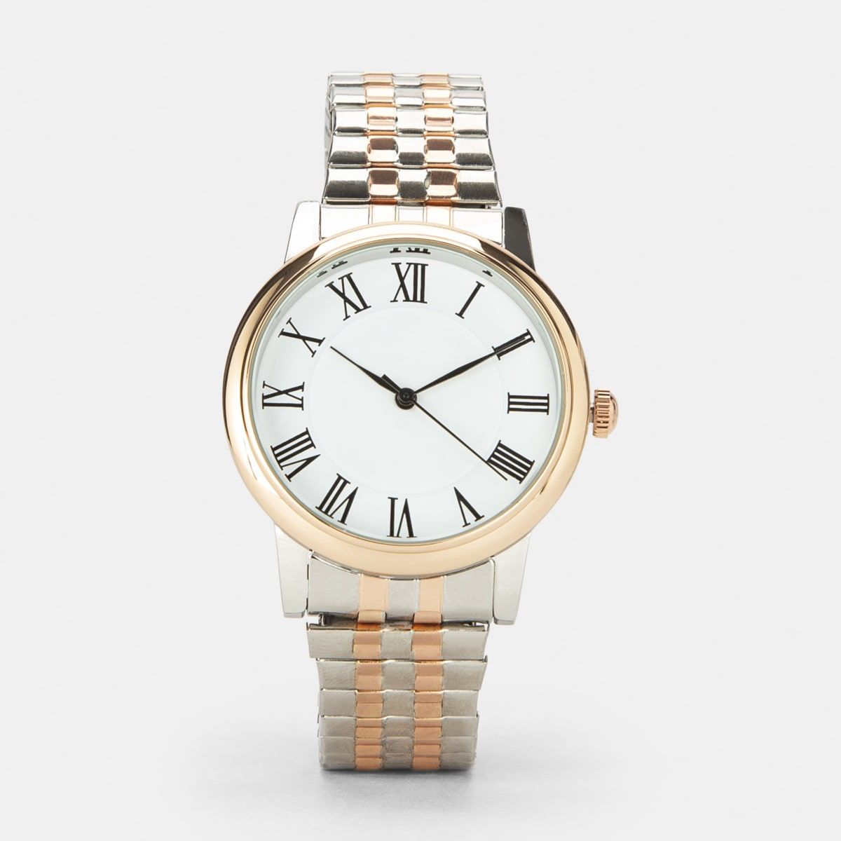 Womens Analogue Watch 2 Tone Expander - Silver and Rose Gold Look