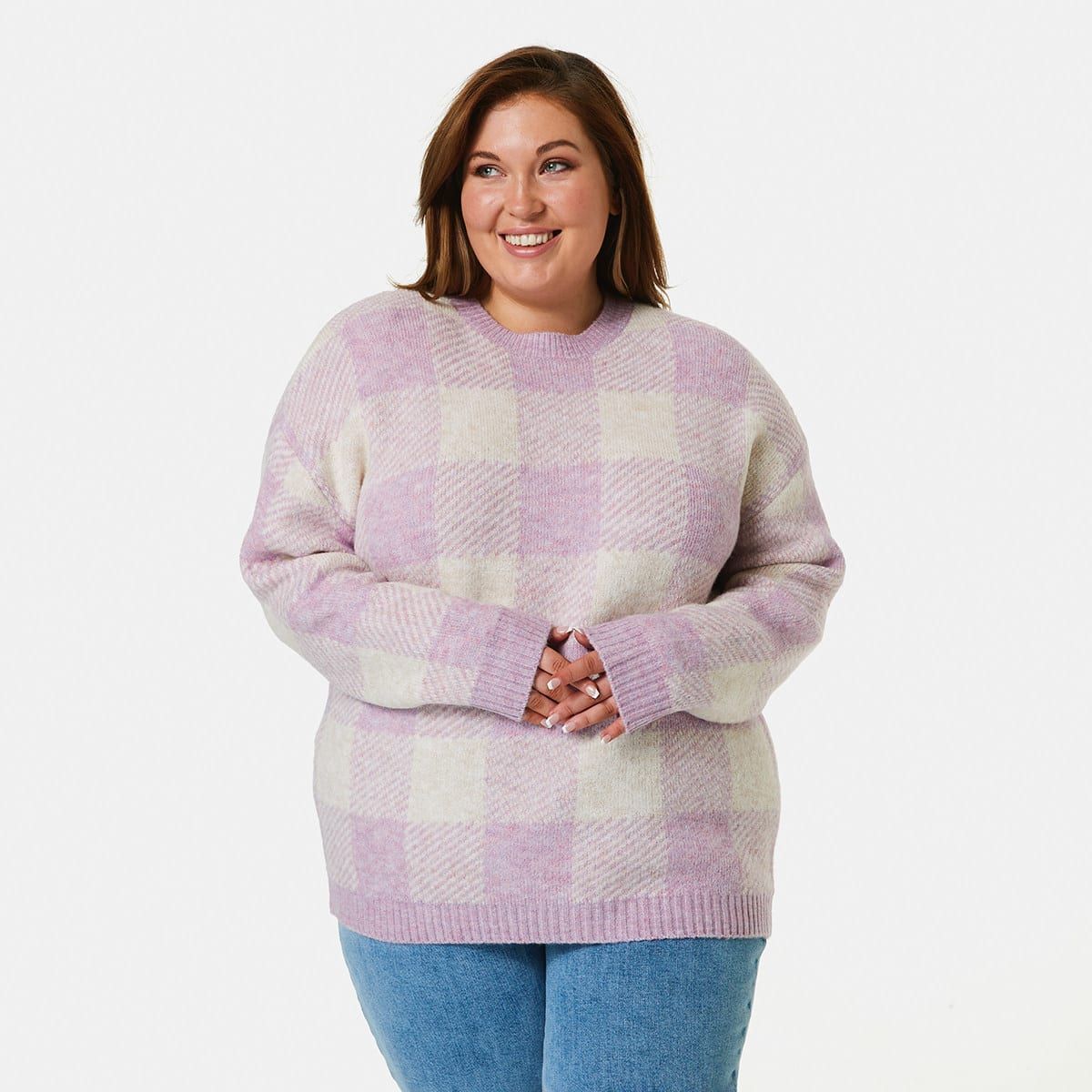 Curve Check Knit Jumper