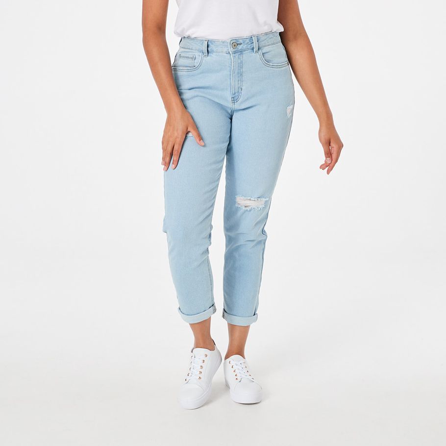 Mum Jeans with Distress Detail