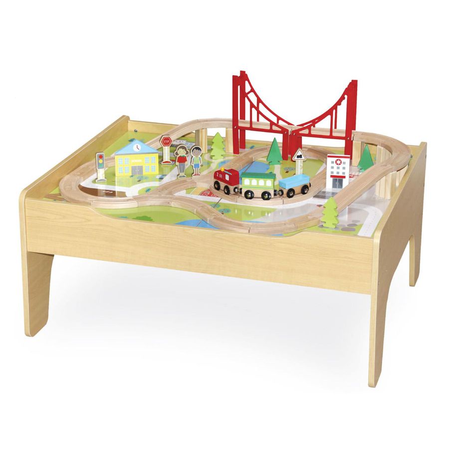 Wooden Train Table with Storage