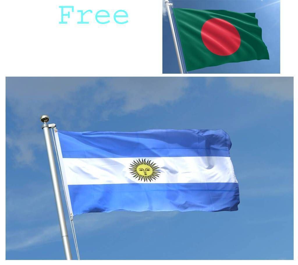 Argentina Team Flag 5 feet with hand stitched (Bangladesh flag free)
