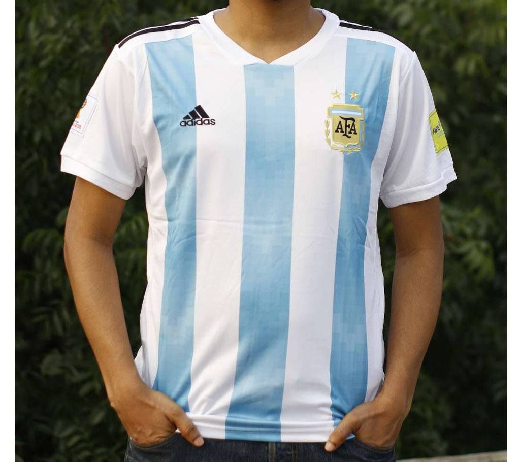 2018 World Cup Argentina Home Half Sleeve Jersey