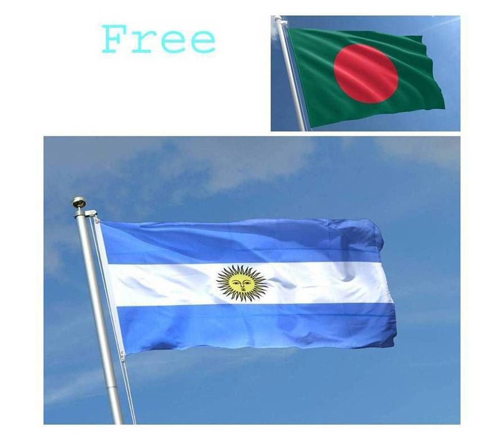 Argentina Flag 5 ft with free Bangladeshi flag