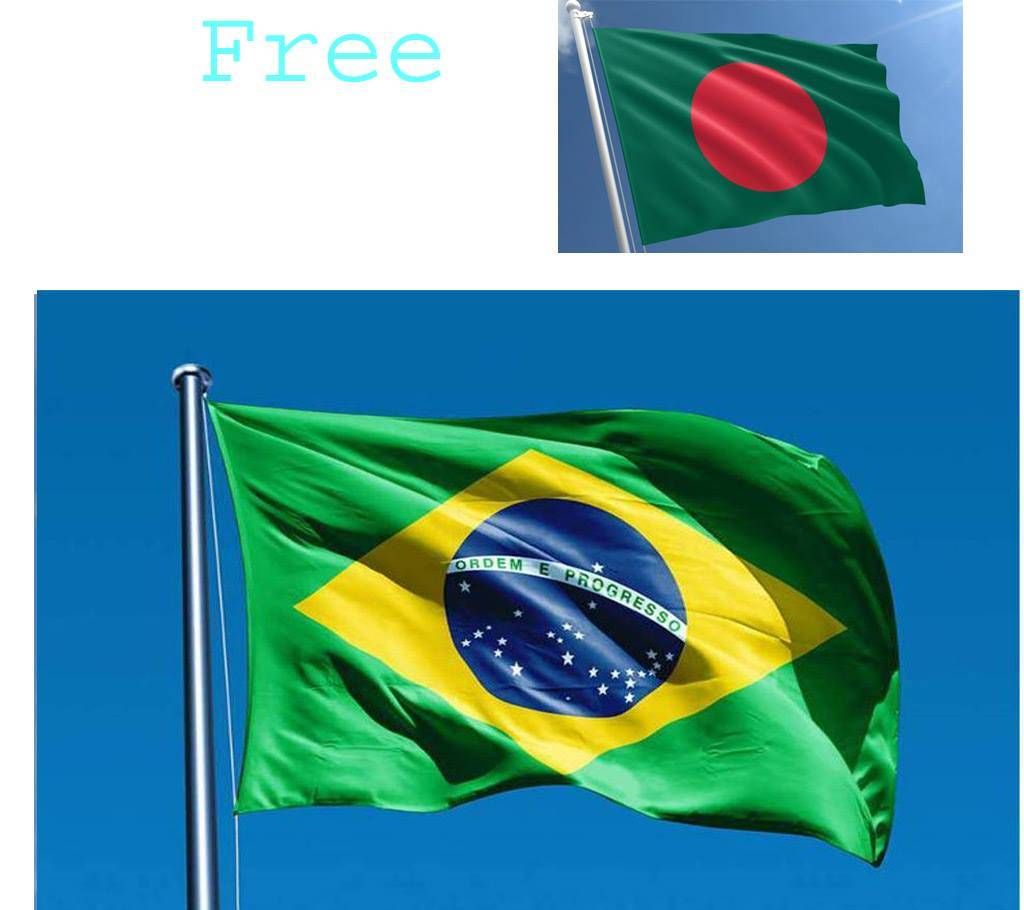 Brazil Flag 5 Feet with Sublimation Print (Free Bangladeshi Flag)