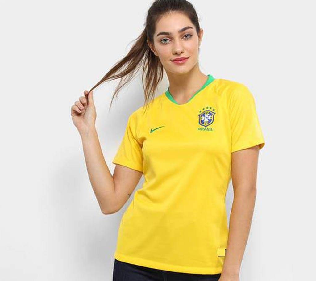 Brazil home Half Sleeve Jersey (Copy ) For Women