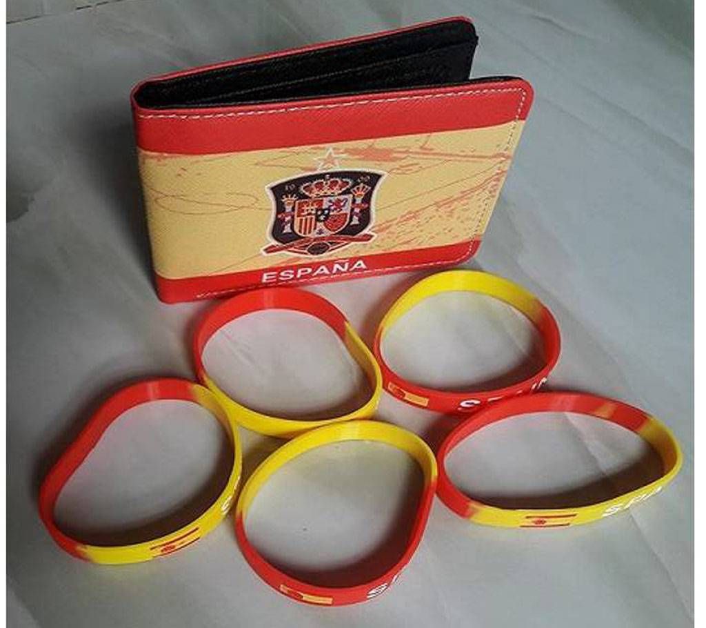 Spain Wallet And PVC wrist band combo 