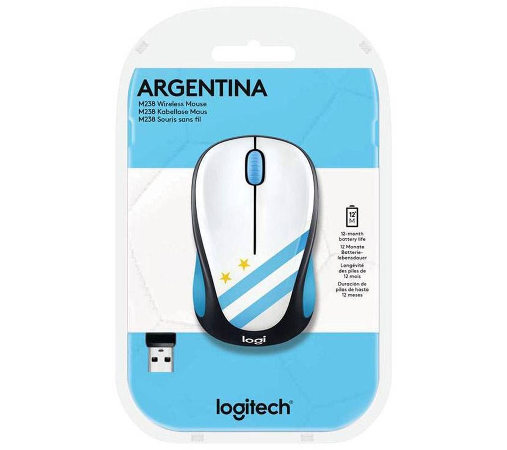 Logitech M238 Wireless Mouse (Argentina Flag)