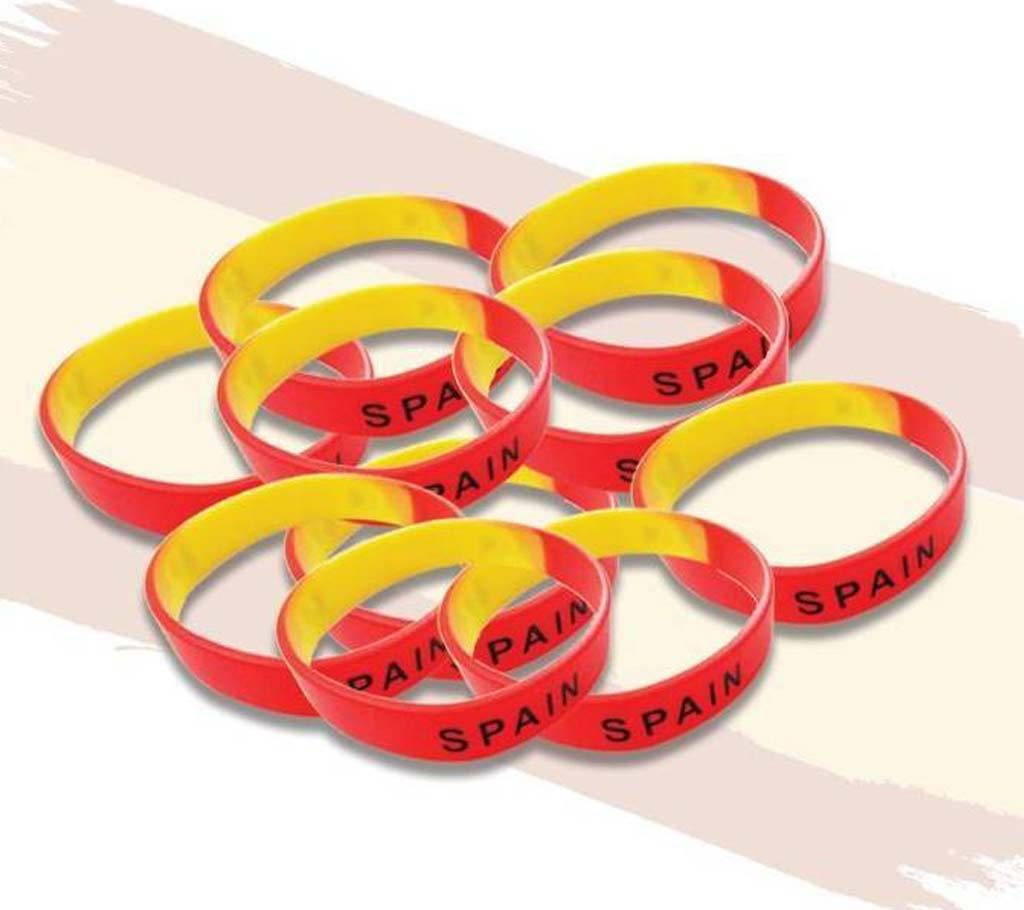 Spain Fan Rubber Wrist Band (10 Pieces Combo)