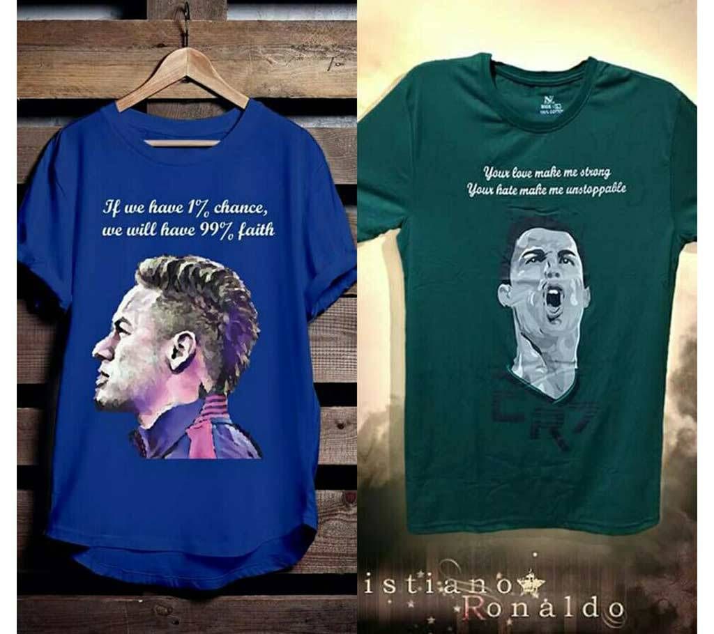 2pcs Neymar-Ronaldo Short Sleeve Cotton T-Shirt Combo