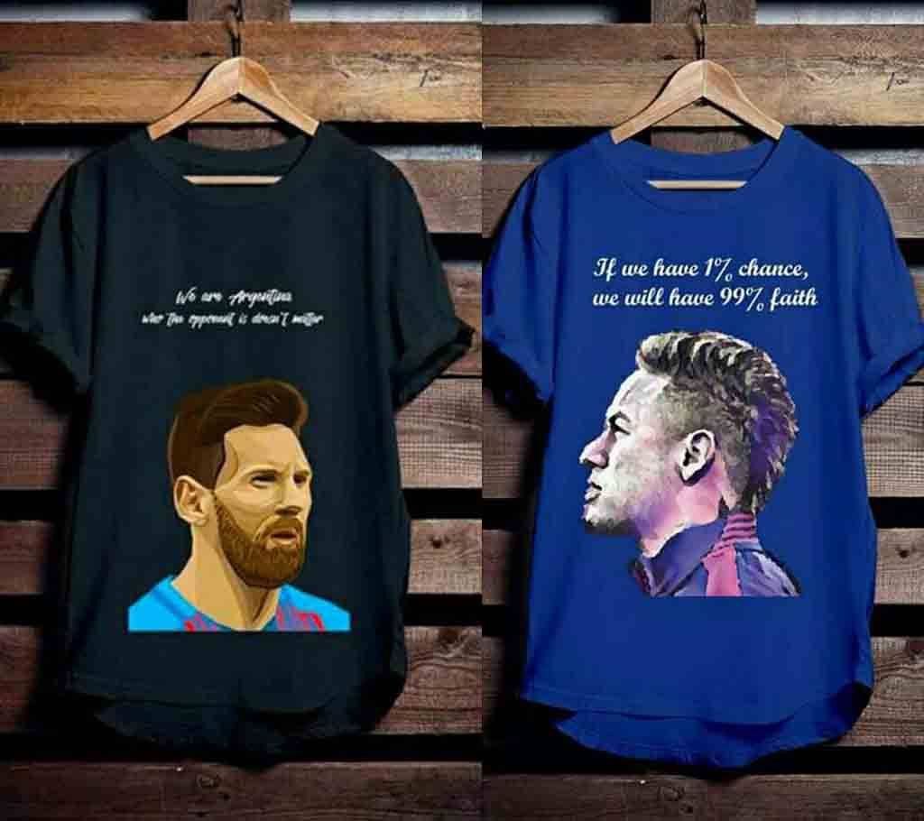 2pcs Messi-Neymar Short Sleeve Cotton T-Shirt