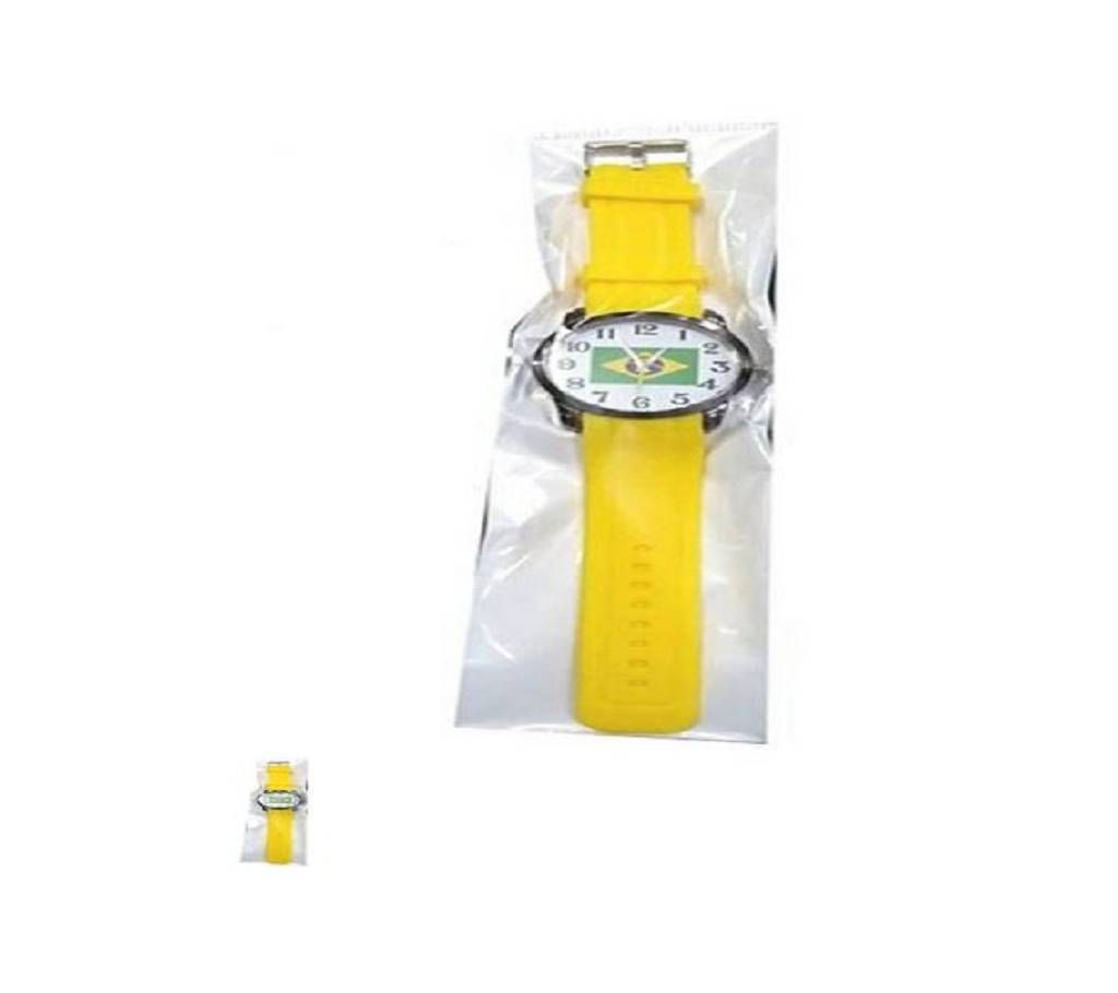 Brazil analog watch for kids  - Yellow